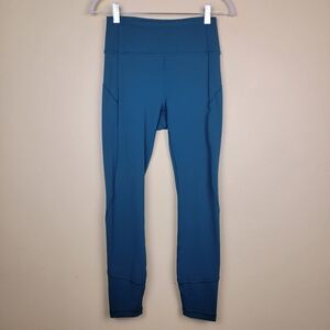 Lululemon In Movement 7/8 Everlux Tight Teal Blue Green Leggings Yoga Pants